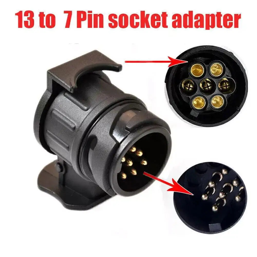 13 To 7 Pin Trailer Truck Electric Towing Converter Tow Bar Plug Adaptor Socket Car Accessories