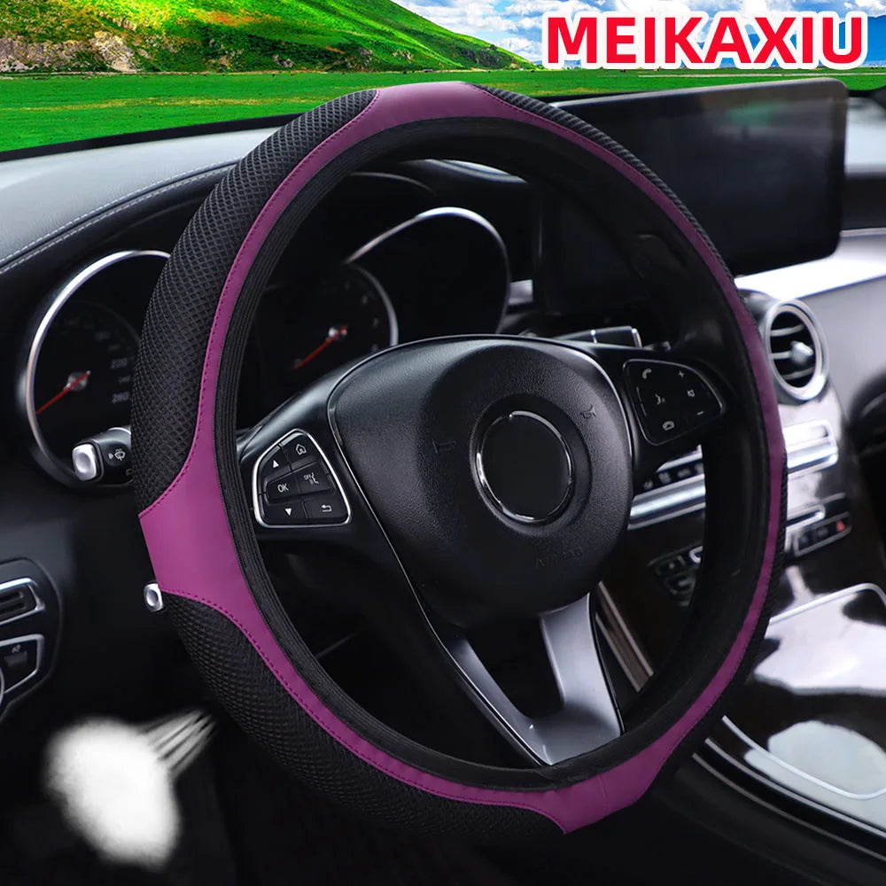 Breathable Mesh Stretch Steering Wheel Cover, 14.5-15 Inch