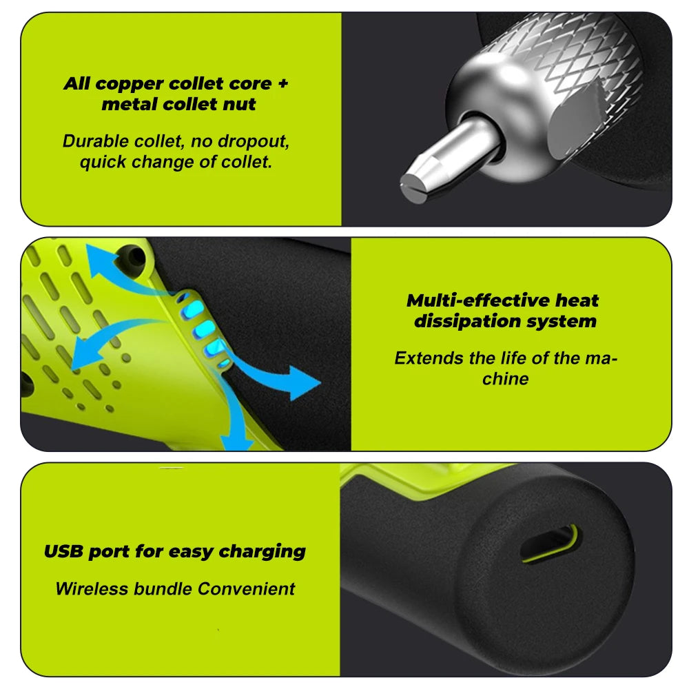 231-Piece Wireless Mini Electric Grinder Kit, 5 Speed USB Rechargeable - image 8