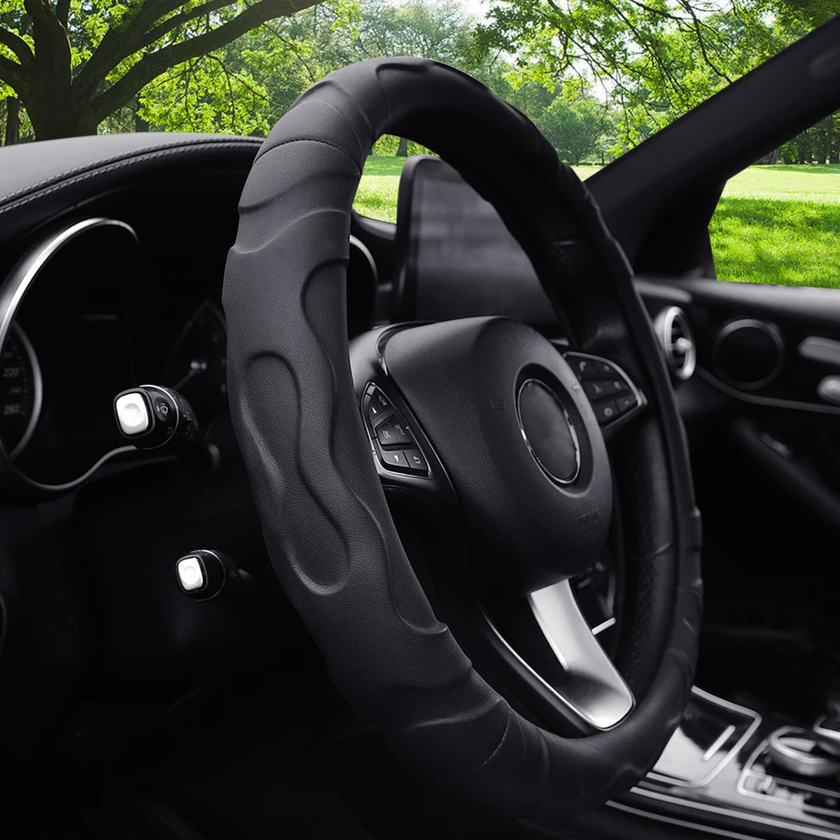 Faux Lambskin Plush Steering Wheel Cover, 14.5 to 15 Inch