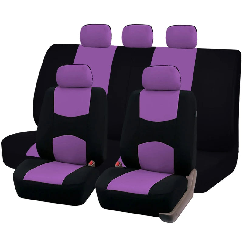 Two-Tone Polyester Car Seat Cover Set for Cars, SUVs and Vans