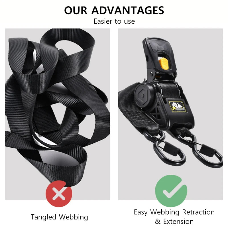 Heavy Duty Automatic Retractable Ratchet Strap 3.3m 680kg Quick Release S-Hook for Motorcycle