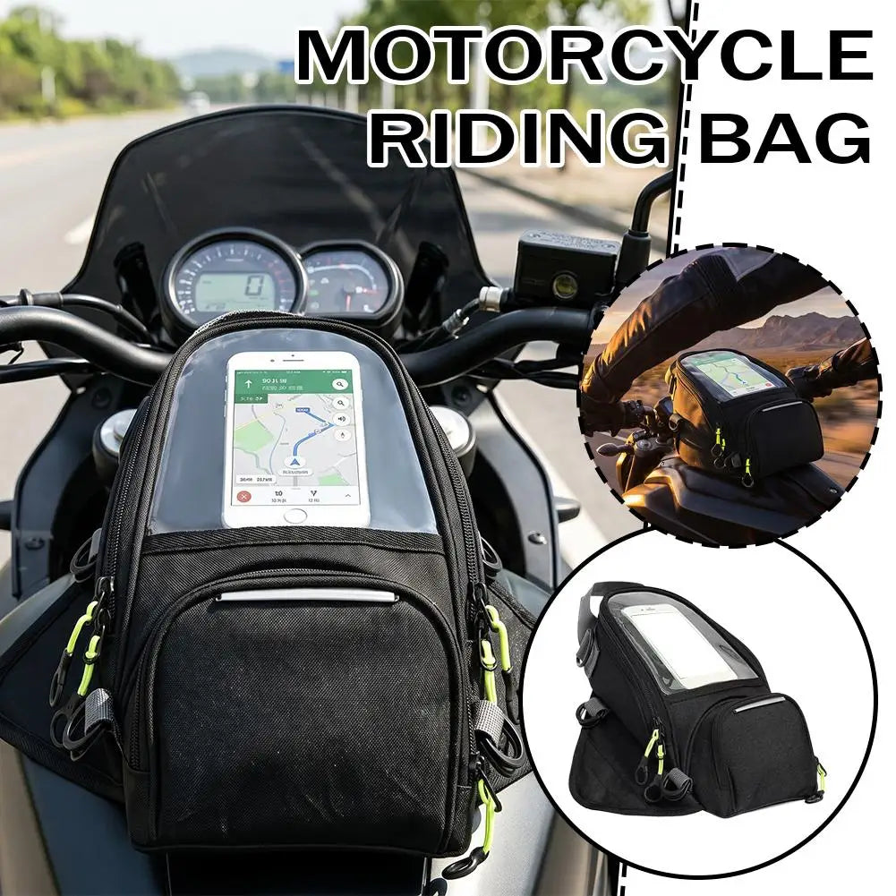 Motorcycle Riding Tank Bag Magnetic Fuel Tank Bag With Touchable Phone Screen Window Waterproof Motorbike Riding Storage Bag