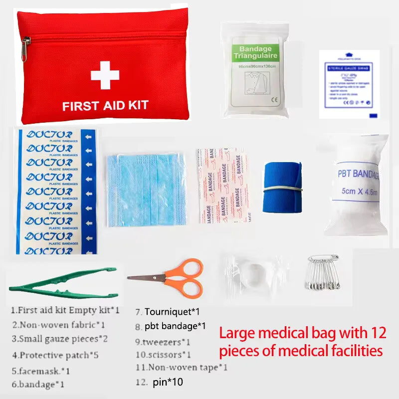 22-Piece First Aid Kit – Bandages, Scissors & Tweezers
