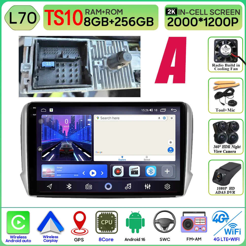 Peugeot 2008/208 10" Android 16 GPS Navigation Stereo (2012-2018) - image 23