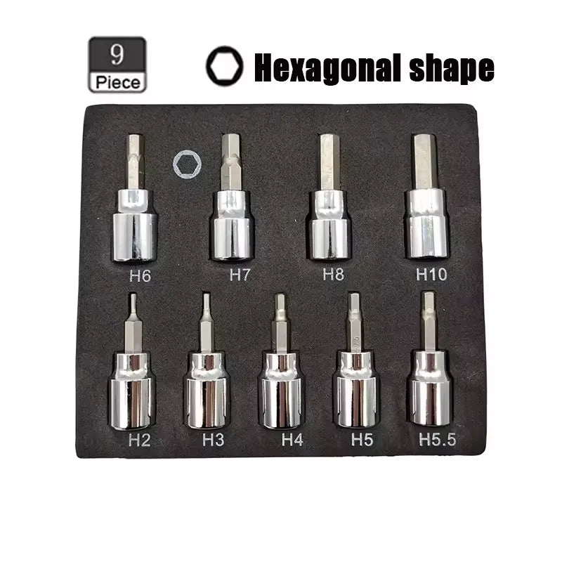 3/8 Inch Hex Bit Socket Set Sturdy Allen Key Sockets Metric Drill Impact Kit