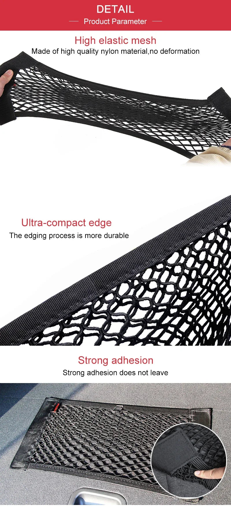 Elastic Mesh Storage Net for Trunk or Seat Back, 5 Sizes