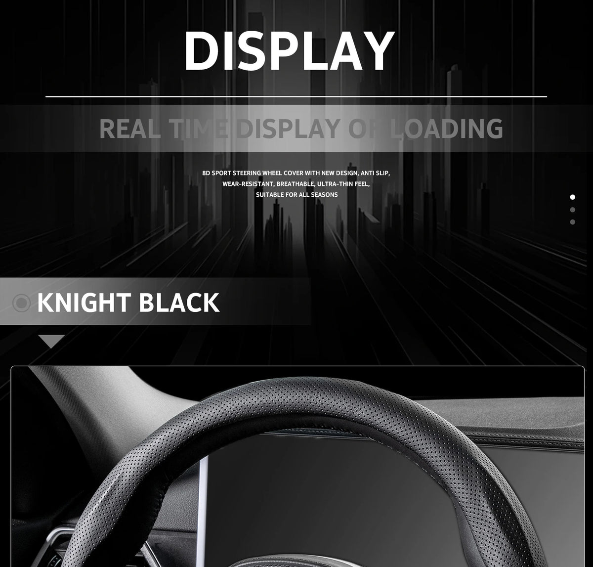 Ultra-Thin Faux Leather Steering Wheel Cover, 38cm, D or O Shape