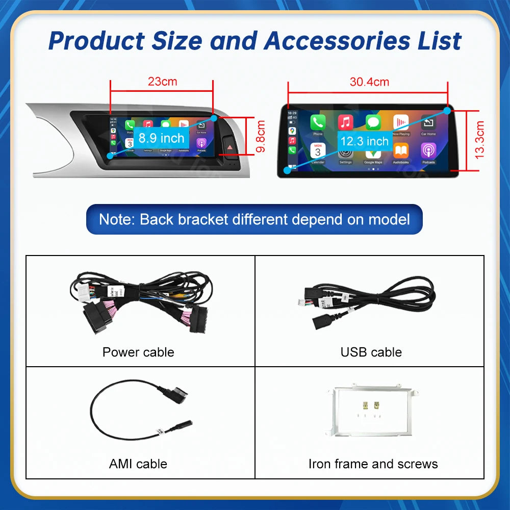 8.9" Touch Screen Car Multimedia Player for Audi A4 S4 2008-2016 - image 6