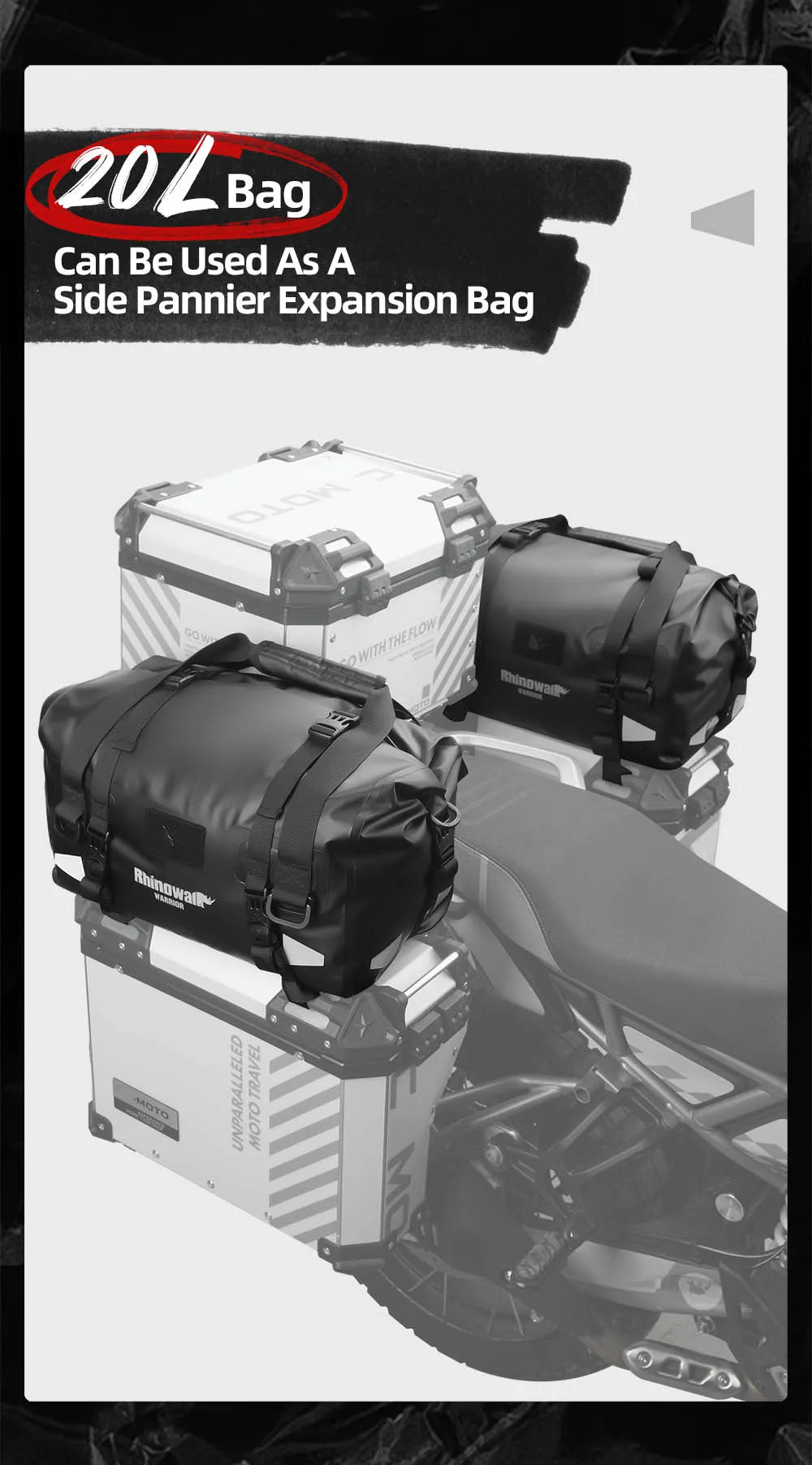 Rhinowalk Waterproof Motorcycle Saddle Bags 20-65L - image 20