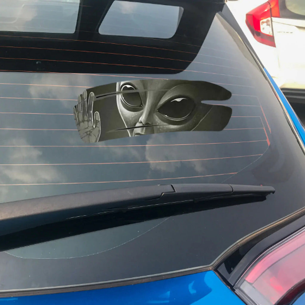 Cracked Alien Car Sticker, Waterproof Vinyl 30x10 cm
