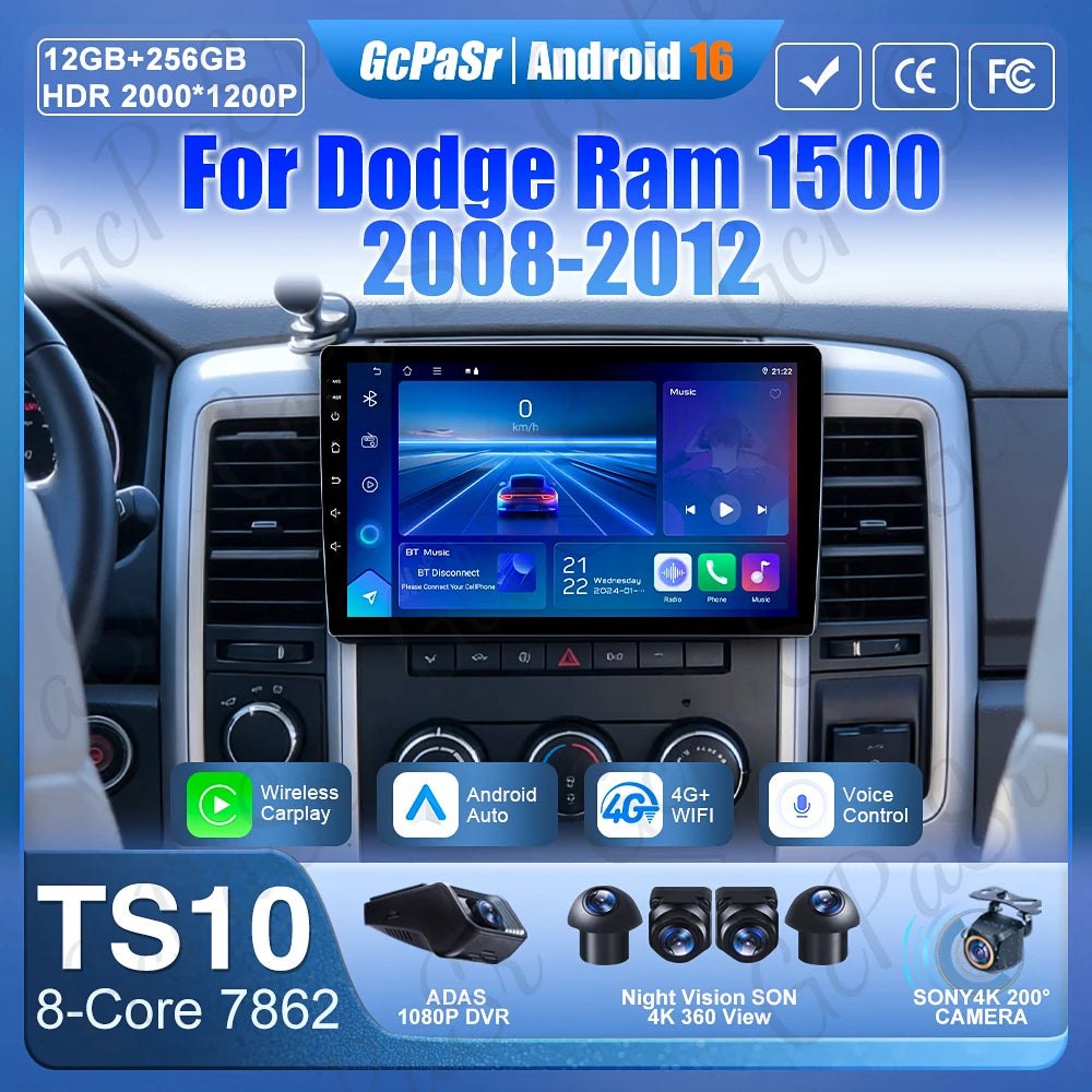 10.1-inch Android 12 Car Stereo for Dodge Ram 1500