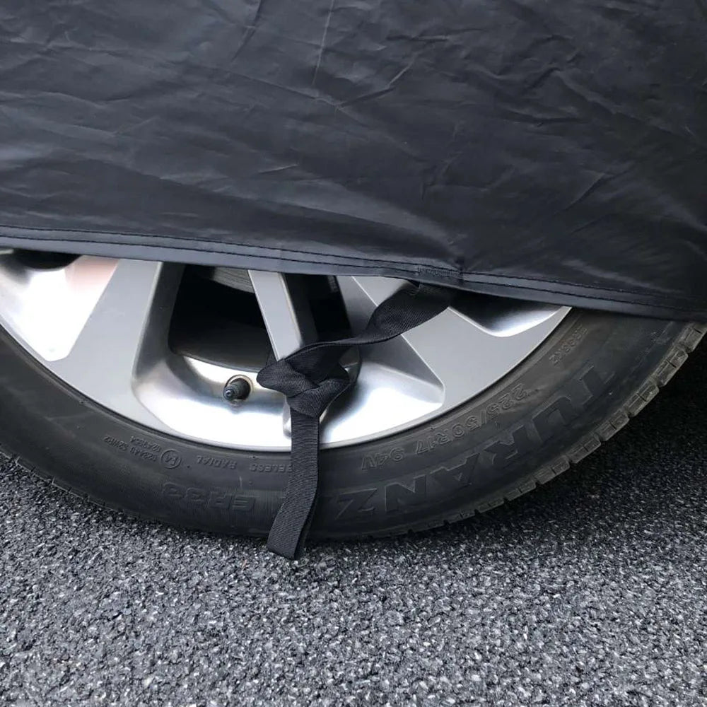 SUV Car Cover with Driver Door Zipper and Wheel Straps