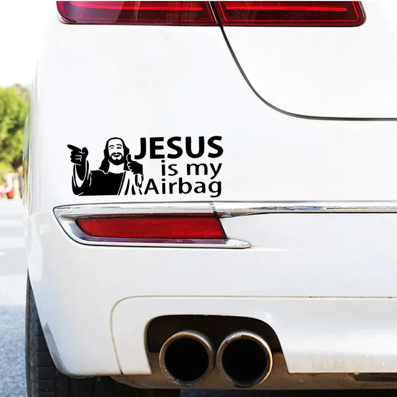 Jesus Is My Airbag Funny Car Sticker, Bumper and Window Decal - view 4