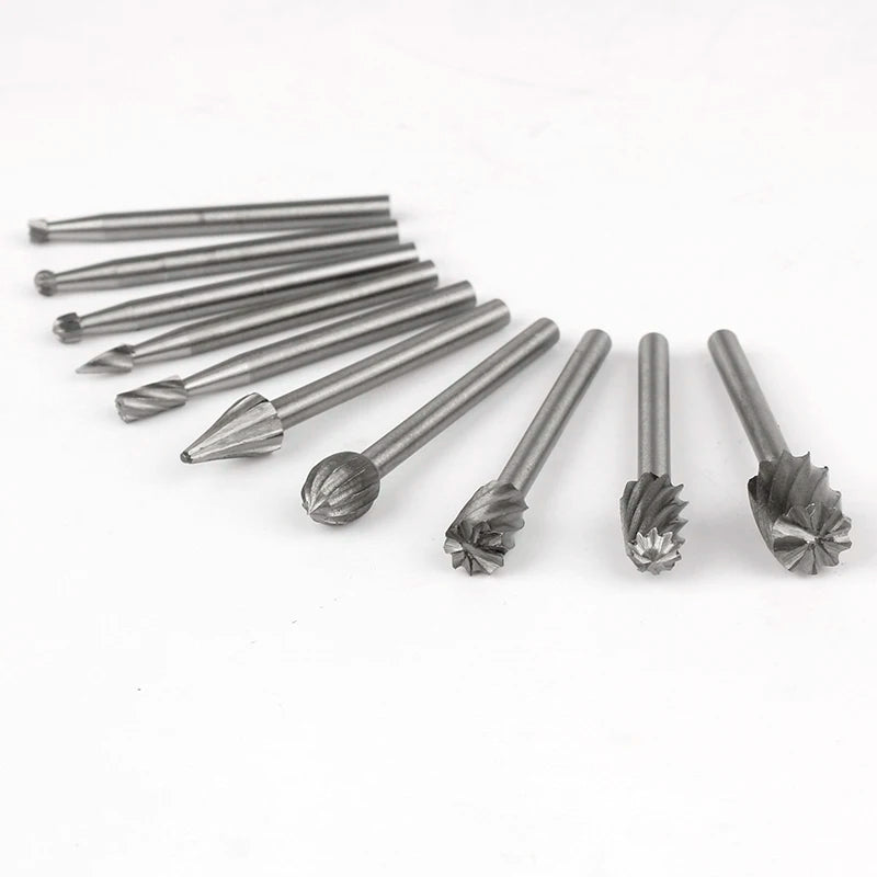 6/10pcs Set HSS Routing Router Drill Bits Set for Carbide Rotary Burrs Tools Wood Stone Metal Root Carving Milling Cutter