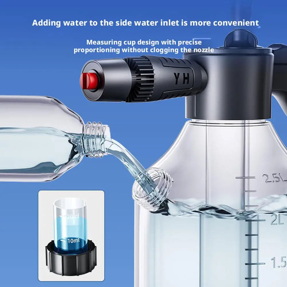3L hand pump foam sprayer, pneumatic car wash bottle with 3 nozzles