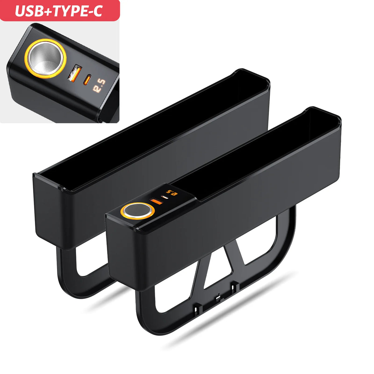 Car Seat Gap Filler Organizer 52W Charging Storage Box Base Removable for Front Seat