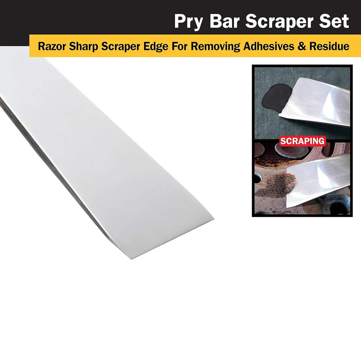 1pcs Stainless Steel Pry Bar Scraper, 10 Inch Long, Pry Tool, Scraper and Pry Bar, Metal Pry Tool, Flat Pry Bar, Long Scraper