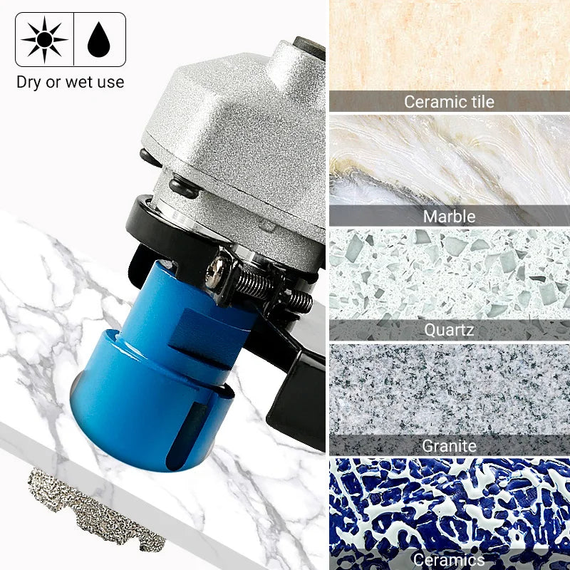 LOZLIN 10Pcs Brazed Diamond Dry Drill Bits Hole Saw Set 5/8-11 Thread Diamond Hole Opener Tools Dry Cutting Core Drill Bit Kit for Ceramic Tile Granite Marble Quartz Stone Glass Porcelain Home Renovation Masonry Construction