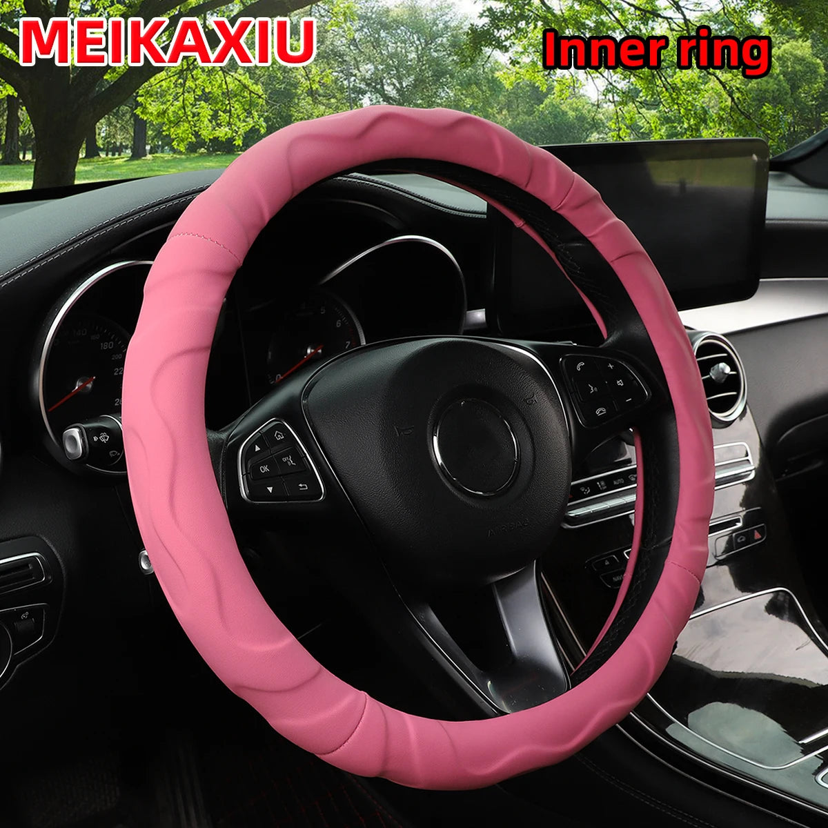 Faux Lambskin Plush Steering Wheel Cover, 14.5 to 15 Inch