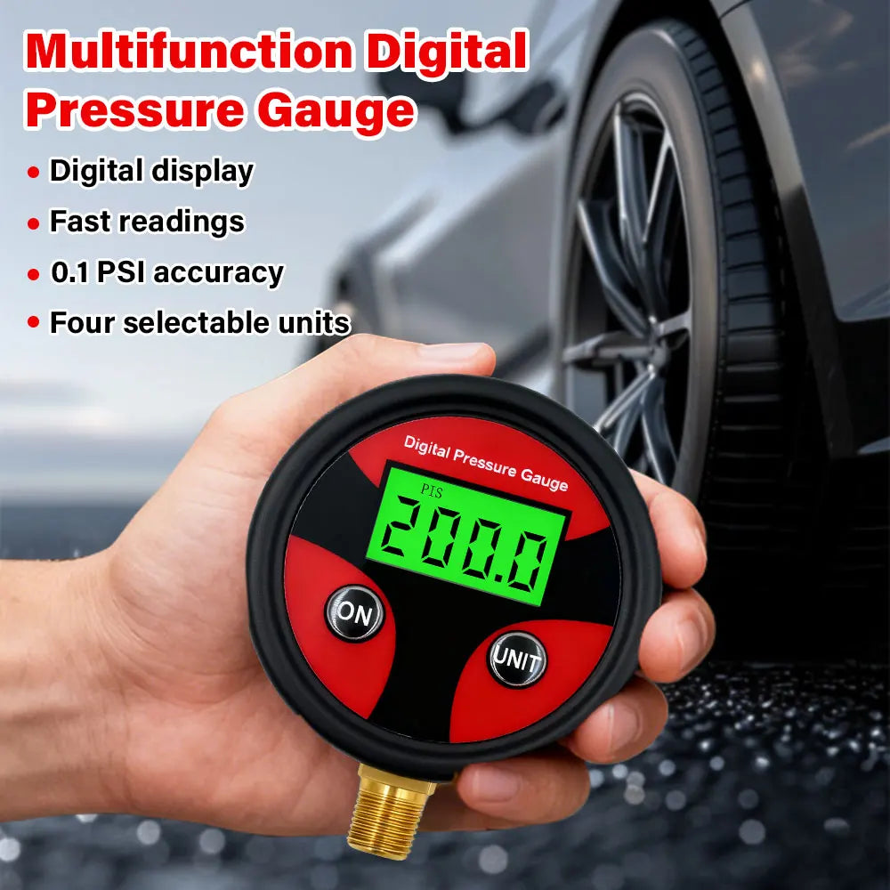 1/8 Digital Tire Pressure Gauge LCD Backlight LED Digital Tire Pressure Gauge Pressure Gauge for Car Pressure Tester