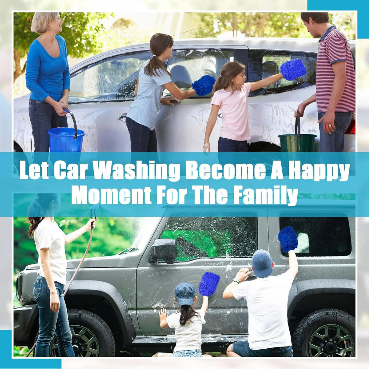 Thick Waterproof Chenille Microfiber Car Wash Mitt, Double-Faced Cleaning Glove for Detailing