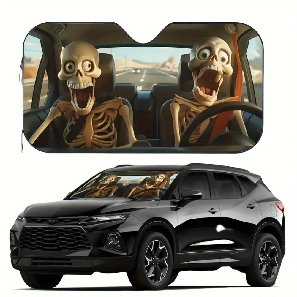 Foldable Windshield Sun Shade with Fun Animal Prints, 55 x 30 in