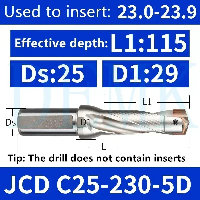 3D 5D 8D 10D internal cooling JCD Crown drill rod diameter 10-25mm for insert HCD High efficiency precision insertable U drill