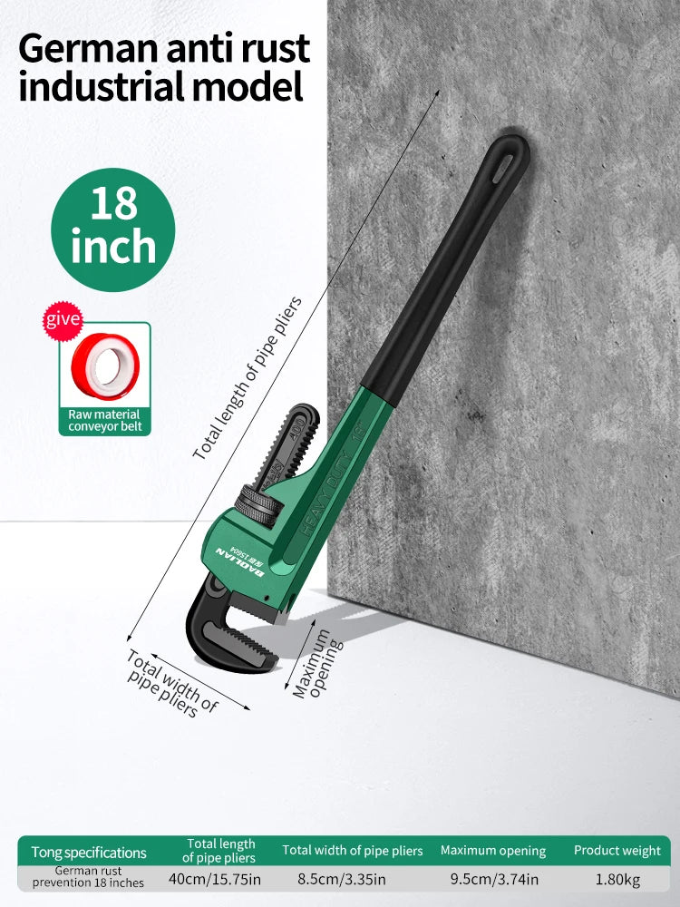 Heavy Duty Carbon Steel Straight Pipe Wrench Adjustable Plumbing Hand Tool 8' 10' 12' 14' 18' Universal Industrial Pipe Plier