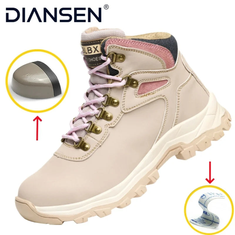 Steel Toe Safety Shoes Women Anti-Puncture Anti-Smash Non Slip Industrial Work Boots, Lightweight CE New Work Safety Shoes