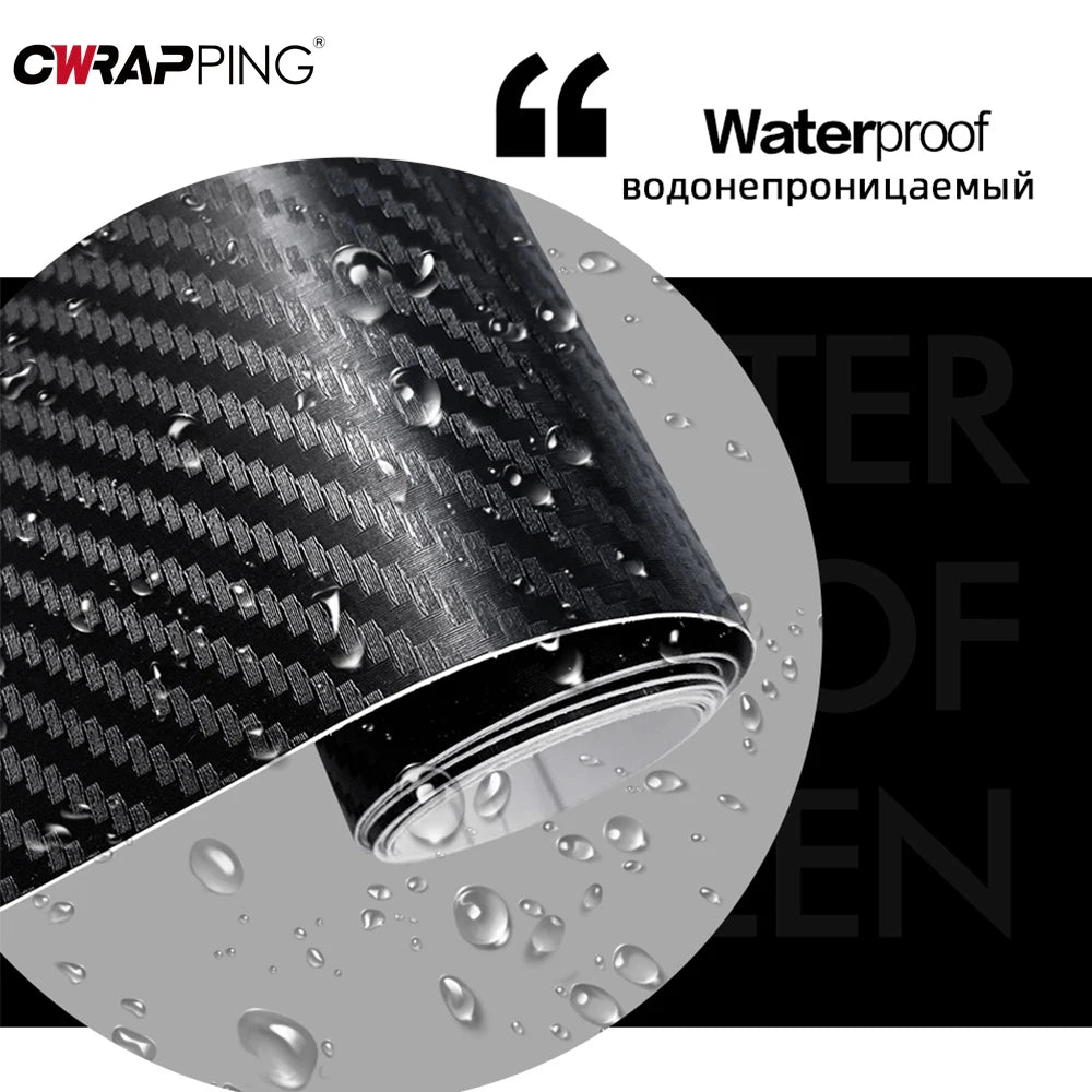 3D Carbon Fiber Vinyl Wrap Roll - Anti-Scratch Waterproof Car Sticker - image 2