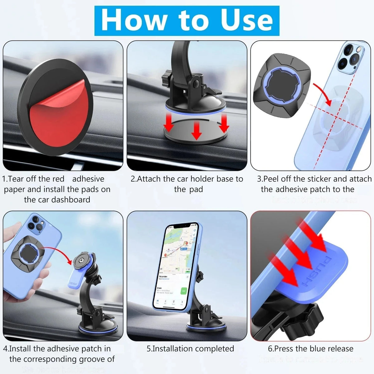 360° Rotatable Car Phone Mount – Dashboard & Windshield
