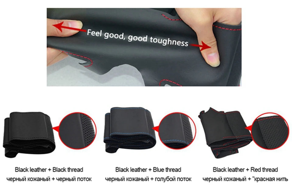 Microfiber Leather Steering Wheel Cover for Chevy Cruze, Aveo, Orlando - image 12