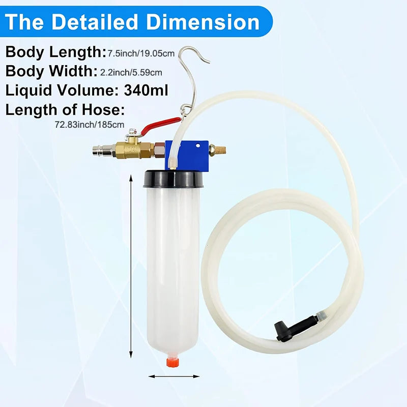 Pneumatic Brake Fluid Extractor Brake Bleeder Kit Vacuum Pump with 340ML Bottle