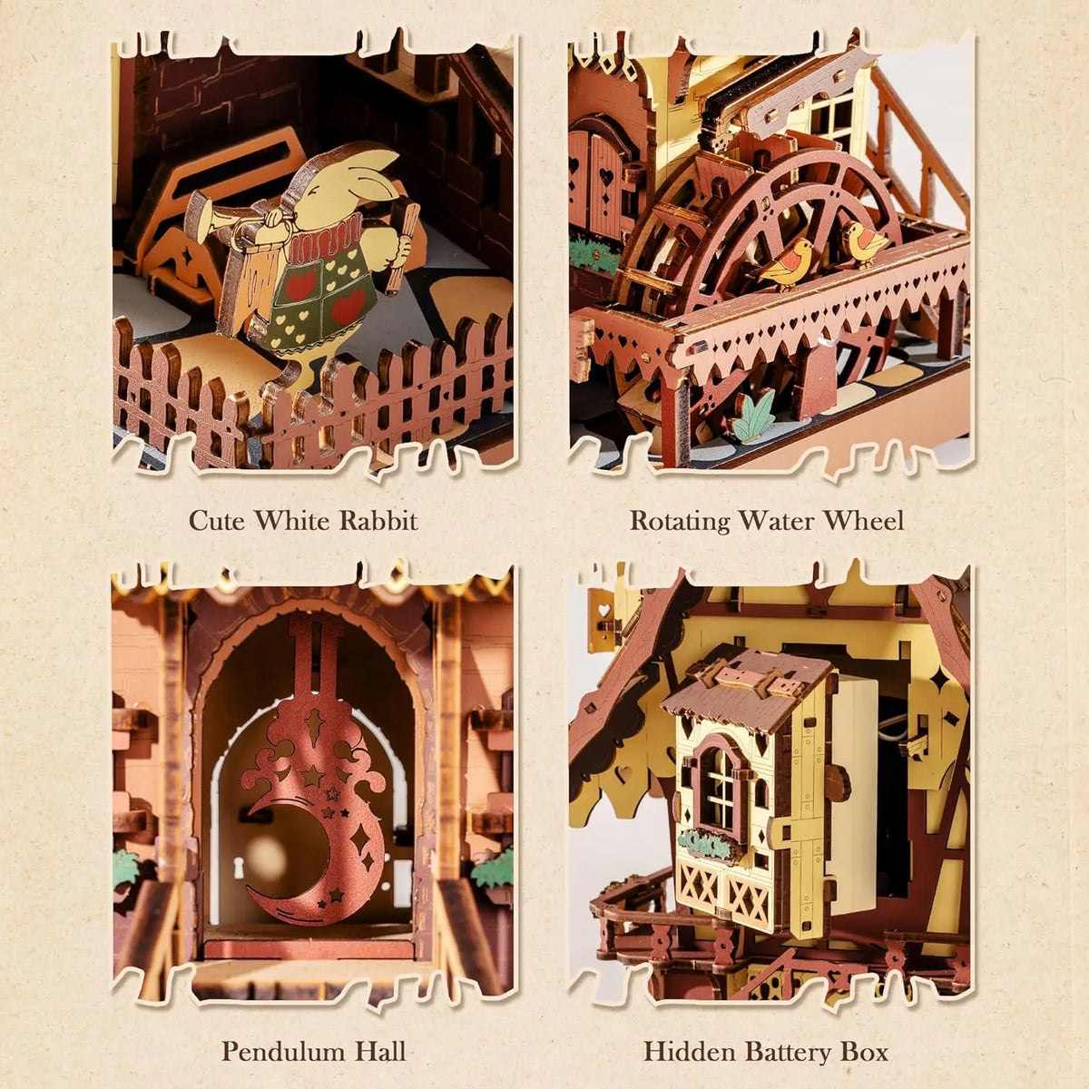 Rokr 3D Wooden Cuckoo Clock Puzzle Kit with Working Bird - view 5