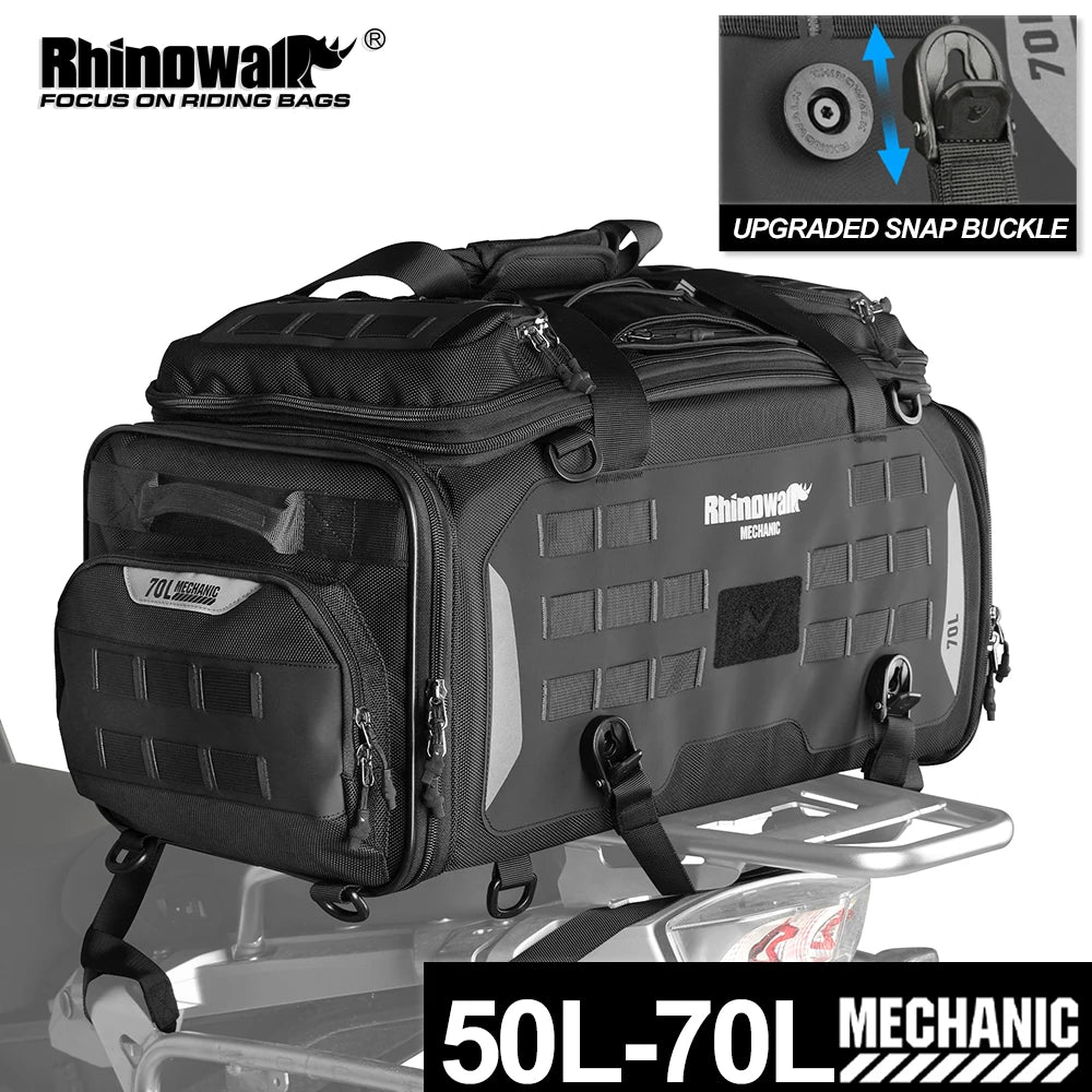 Rhinowalk 50-70L Waterproof Expandable Motorcycle Tail Bag