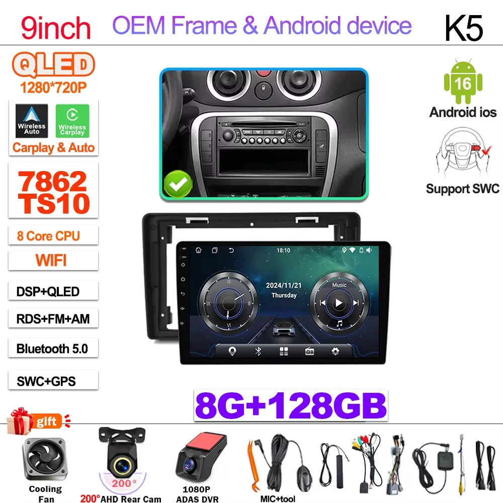 Android Car Stereo for Citroen C2 C3 2001-2010 GPS Navigation CarPlay - image 8