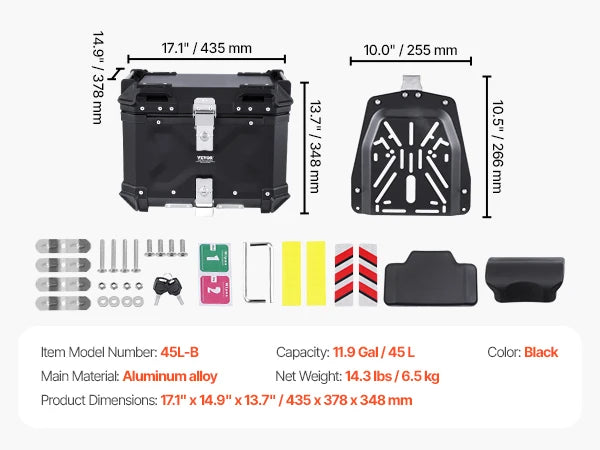 SucceBuy Aluminum Motorcycle Top Case with Leather Lining - image 19