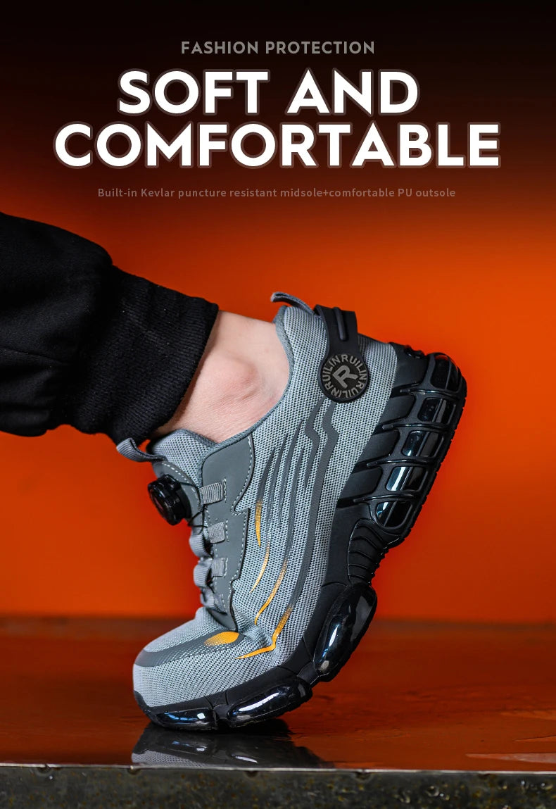 Lightweight Steel Toe Work Shoes with Rotating Buckle - image 19