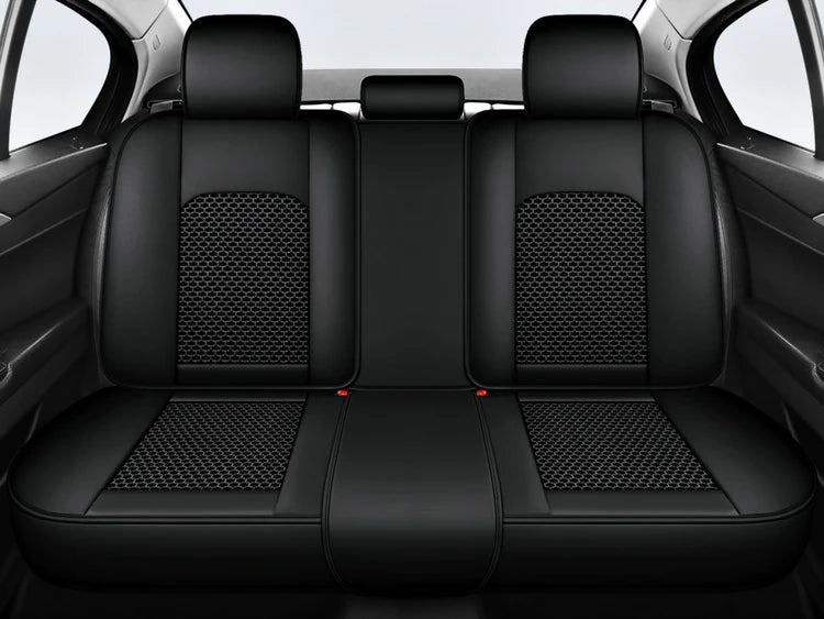5-Seat Synthetic Leather Car Seat Cover Set with Lumbar Support