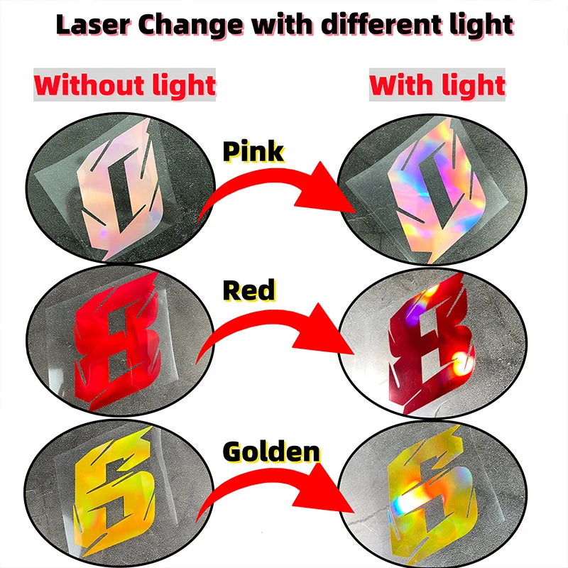 Red Laser Numeral Motorcycle Decals for Helmet and Fuel Tank - view 3