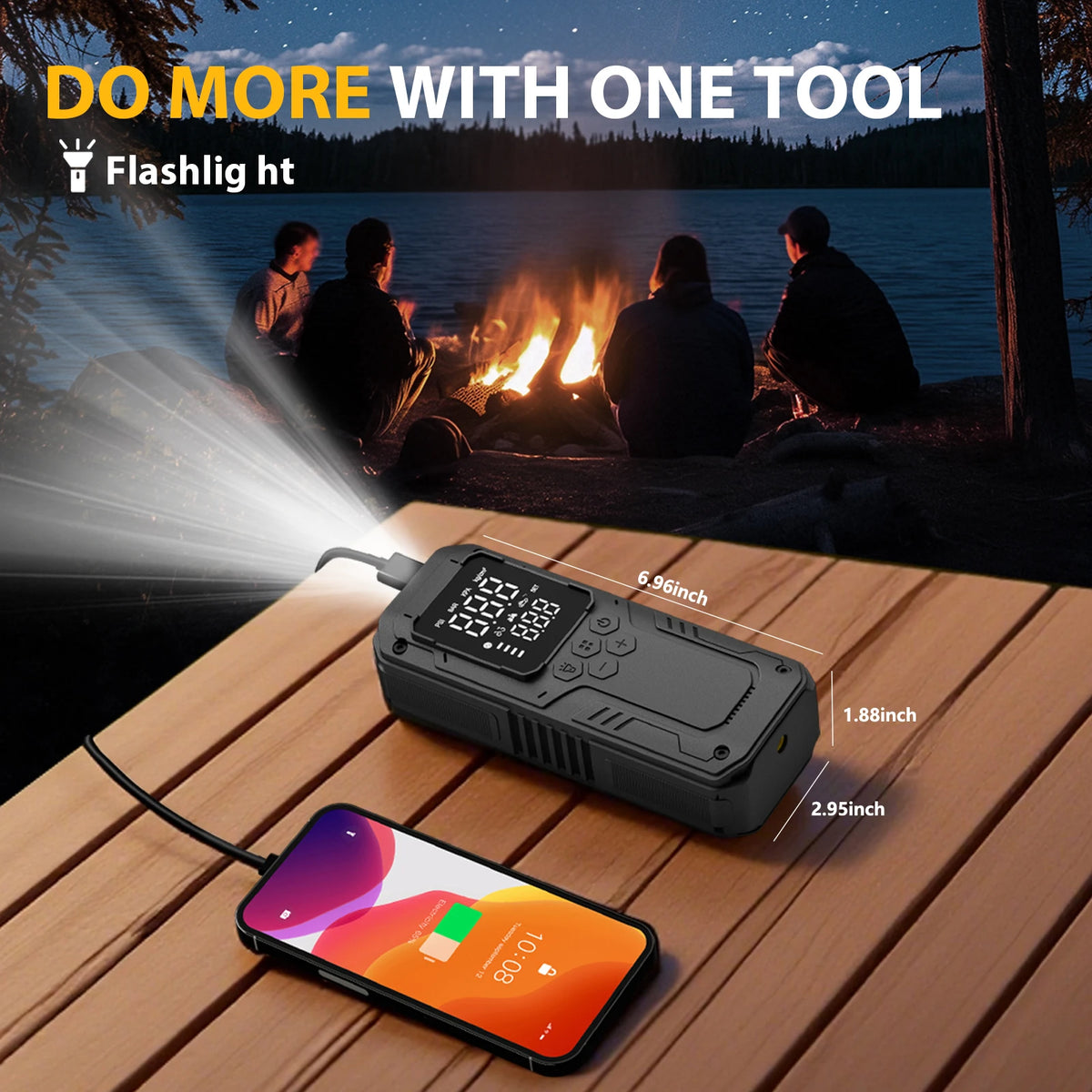 Portable Car Tire Inflator 150 PSI Air Compressor Wireless Air Pump for Car Motorcycles Bicycle Ball with DC Extended Power Cord