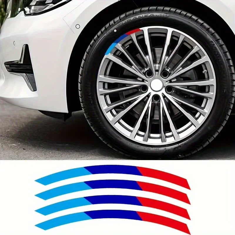 4pc Blue and Red Curved Stripe Decals for Car and Motorcycle - view 2