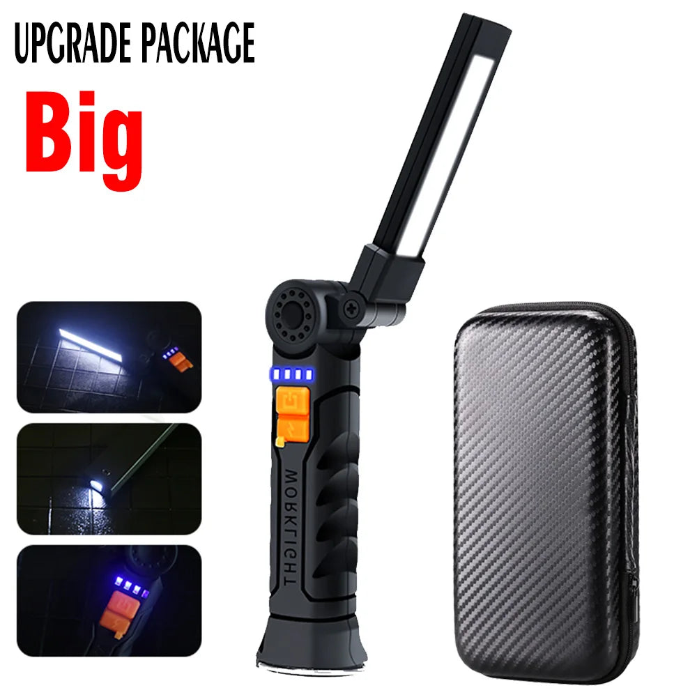 Rechargeable Waterproof LED Work Light Flashlight with Magnet & Hook
