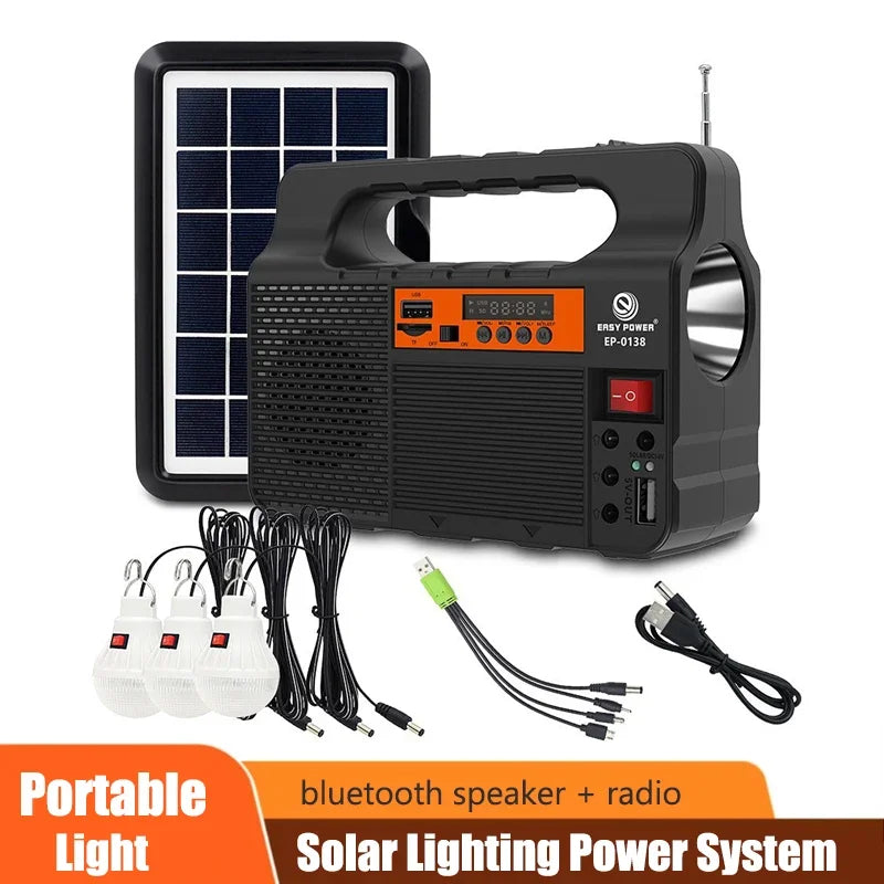 Outdoor Portable Solar Lighting System Power Generator 6W Solar Panel 3 LED Bulbs Emergency Solar Power Bank for Home Camping