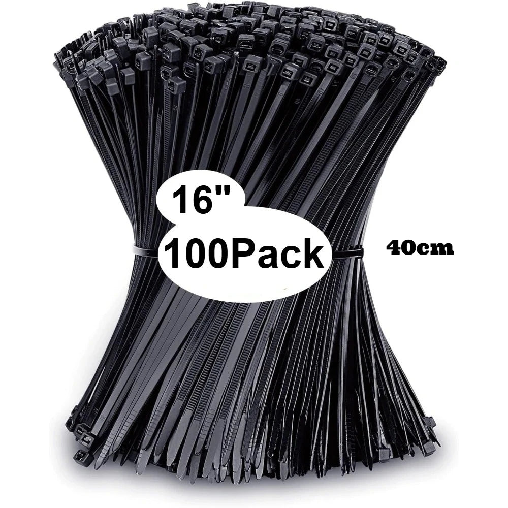 Zip Ties Assorted Sizes 4 6 8 12 Inch 100/400 Pack Black UV Resistant Cable Ties