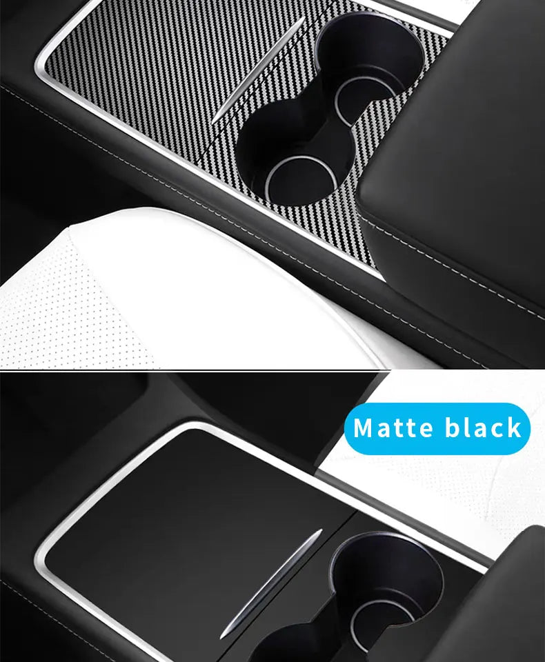 Wood Grain and Carbon Look Center Console Film for Tesla Model Y 2021-2023