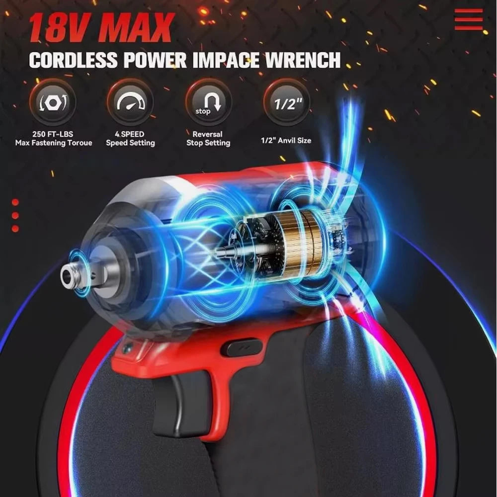 Cordless Brushless Impact Wrench 1/2" 500N.m for Milwaukee 18V - image 8