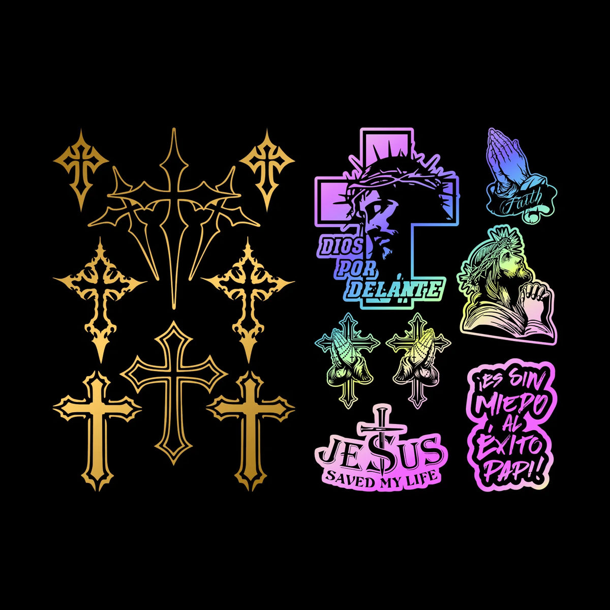 8pc Cross Motorcycle Vinyl Decals for Tank, Fairing and Helmet - view 9