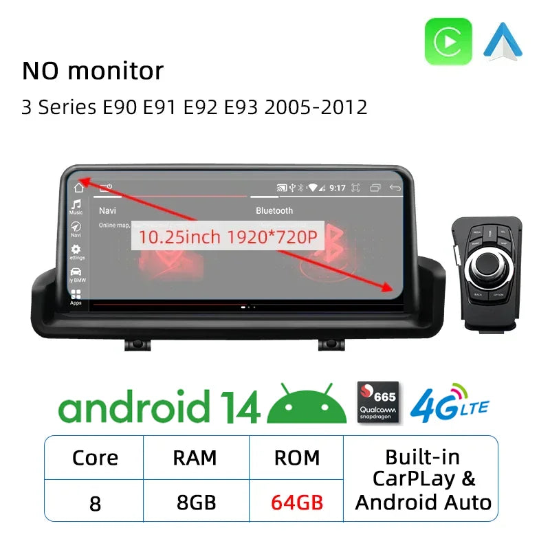 Android 14 CarPlay GPS for BMW 3 Series E90 E91 E92 E93 2005-2012 - image 12